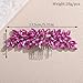 Teyglen Women's Dainty Rhinestone Hair Comb - Luxurious Shiny Bridal Side Comb for Brides and Girls (Rose Red)