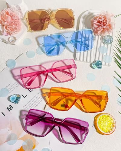 12/24 Pack Oversized Square Sunglasses Bulk Unisex 70s Big Large Wide Colorful Retro Shades for Women Men3