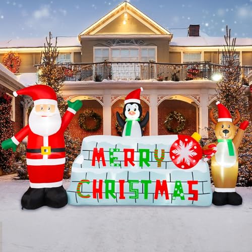 BRDJade 10FT Christmas Inflatable Outdoor Decoration, Merry Christmas Inflatable Banner