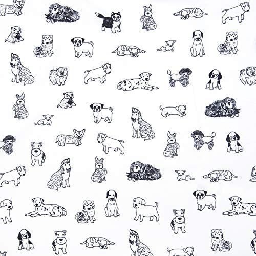 Kids Rule 3-Piece Dog Sketch Sheet Set | 1 Twin Flat Sheet, 1 Twin Fitted Sheet & 1 Queen Pillowcase | 100% Softly Brushed Microfiber Polyester | Soft, Smooth & Durable | Ideal For Kids | White #TOP3