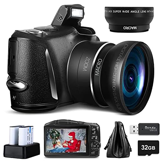 Monitech Digital Camera 4K 48MP Vlogging Camera, Camera for Photography with 2 Batteries,32GB SD Card, 16x Digital Zoom, 3.0 inch Screen,Compact Camera for Beginners
