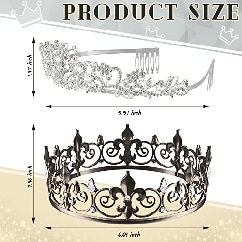 Corona de rey real y tiara plateada para fiestas de disfraces y cumpleaños temáticos 2