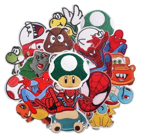 18pcs Decorative DIY Patches - Assorted Size Sew On or Iron On Appliques for Clothing Jeans Jackets Pants Dresses Shoes Hats Handbags Backpacks