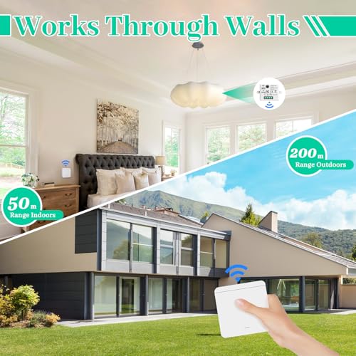 Herbst Funk Lichtschalter 2 Set, Funkschalter Licht 230v, Keine Verkabelung Erforderlich, Funkschalter Set Funk Schalterfunkschalter Licht mit Empfänger