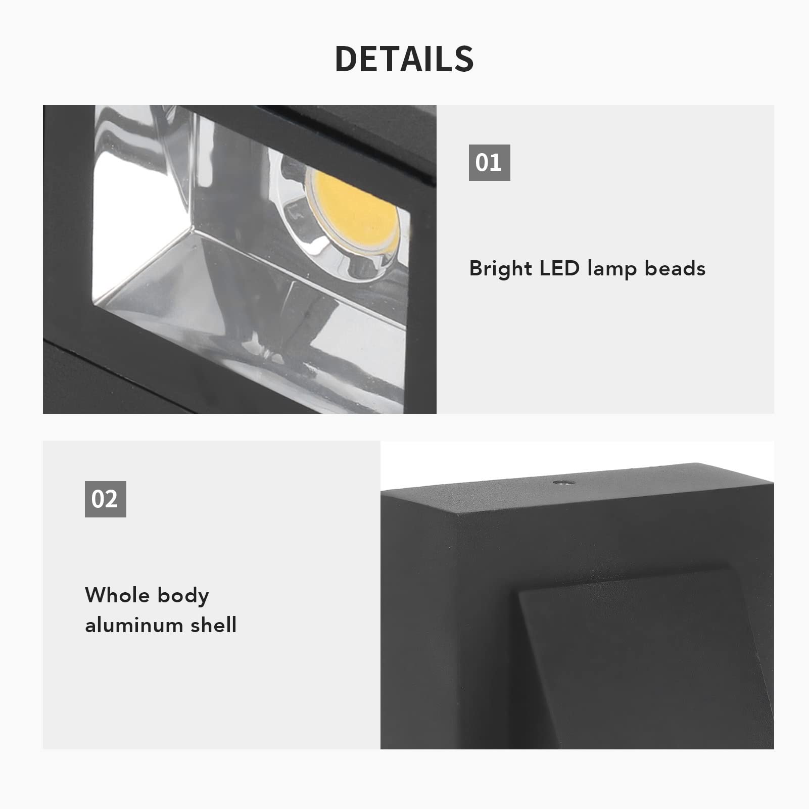 Applique Murale LED Extérieure étanche IP67 Haofy - 3W, 90-265V, Lumière Chaude, Alliage Aluminium