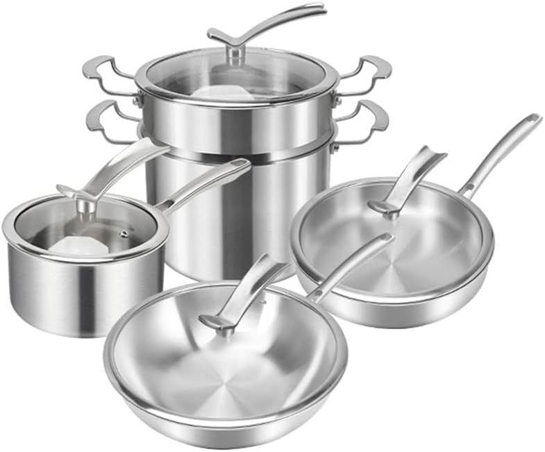 cookware set 316 Stainless Steel Pot Set Full Set Of Household Kitchen Non-stick Pot 4-piece Combination Kitchen Utensils (Color : A, Size : As the picture shows) (A As the picture shows)