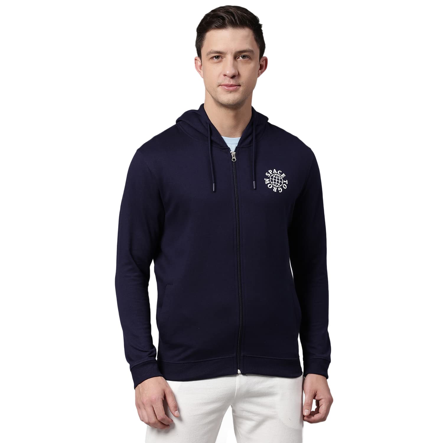 Men's Poly Cotton Regular Fit Graphic Print Hooded Sweatshirt - Front Open Zipper Full Sleeve Casual Winter Wear Hoodie for Men-image-35