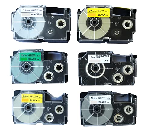 Image of LIVYU LIFE 6mm Label Printer Tape Compatible Label Tape Replacement for Casio KL-120, KL-60, KL-820, KL-7400, KL-G2, KL-HD1 Ez Label Maker, (Black Ink on White Tape -6 mm x 8m-1 Pcs)