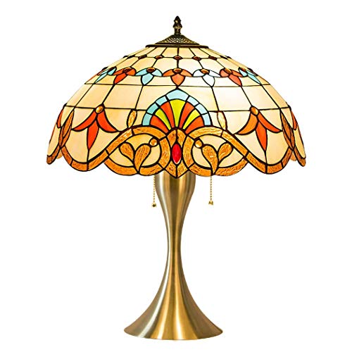 Lampe de table baroque abat-jour en vitrail d'artisanat 40 cm