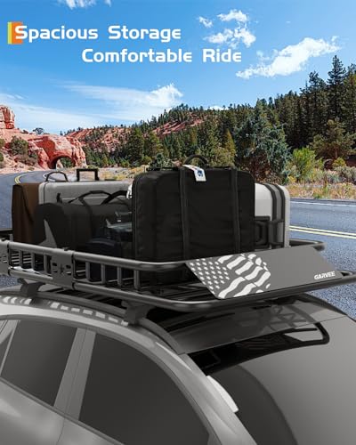 Image of GarveeLife 46 inch x 36 inch Universal Roof Rack Cargo Carrier Basket, 200 Lbs Capacity Rooftop Cargo Rack, Car Top Luggage Holder Basket Heavy Duty for SUVs, Trucks, Vehicles