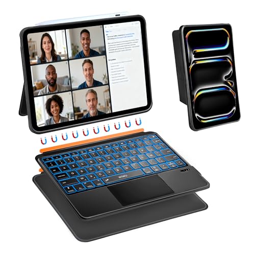WIWU Coque Clavier iPad Pro 11 Pouces M4/M5 2024/2025,Étui Magnétique 3 en 1 Détachable Clavier Bluetooth avec Support Réglable 7 Couleurs...