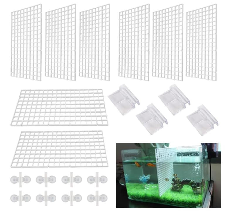 ZDNT 8 pcs Aquarium Grille Plastique Aquarium Séparateur Diviseur d’Aquarium en Plastique Séparateur avec 8 Ventouse Aquarium pour Séparer Les Poissons et...