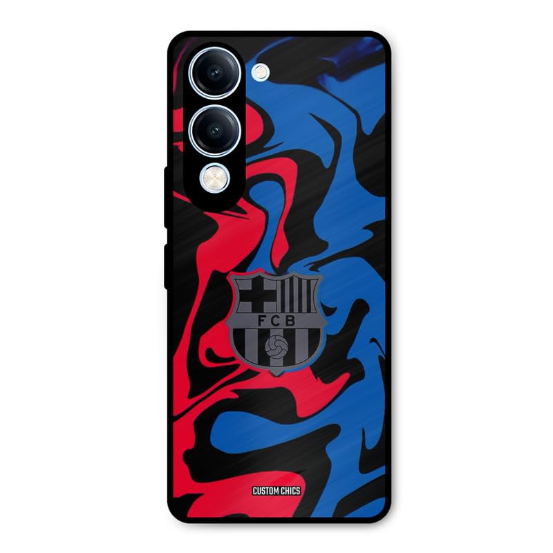 Image of PrintShield FC Barcelona Comic Back Cover for iQOO Z10 Lite, Shockproof Printed Phone Case with Soft TPU Sides & Anti-Slip Grip