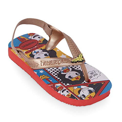 Chinelo, Havaianas, New Baby Herois, Bebê Unissex, Vermelho Rubi/Rose Gold Metalico, 21