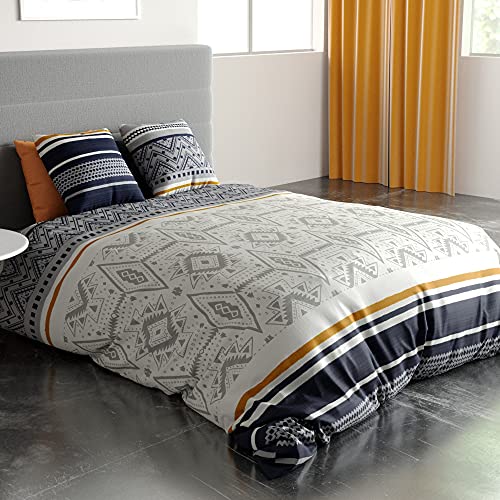Housse de Couette 220x240 + 2 taies d'oreiller 100% Coton 57 Fils Artic Cover