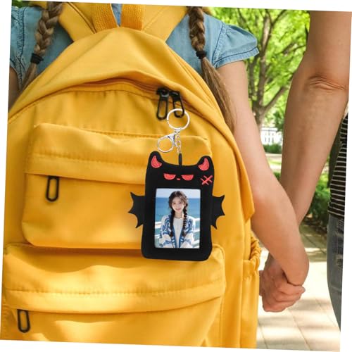 Cute Plush Photocard Holder Keychain Kawaii Winged Devil Card Sleeve for Students Fans Office Use Versatile Id Credit Card Protector Soft Eye Catching Design4