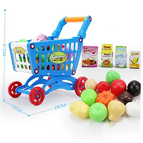 LAANCOO 16Pcs pädagogisches Spielzeug Einkaufswagen Supermarkt Spielset mit inbegriffen Lebensmittelhandel Warenkorb… – Bild 5