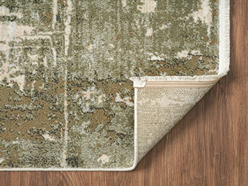 Tapete decorativo Abani Savoy 6' x 9' verde y crema miniatura 6
