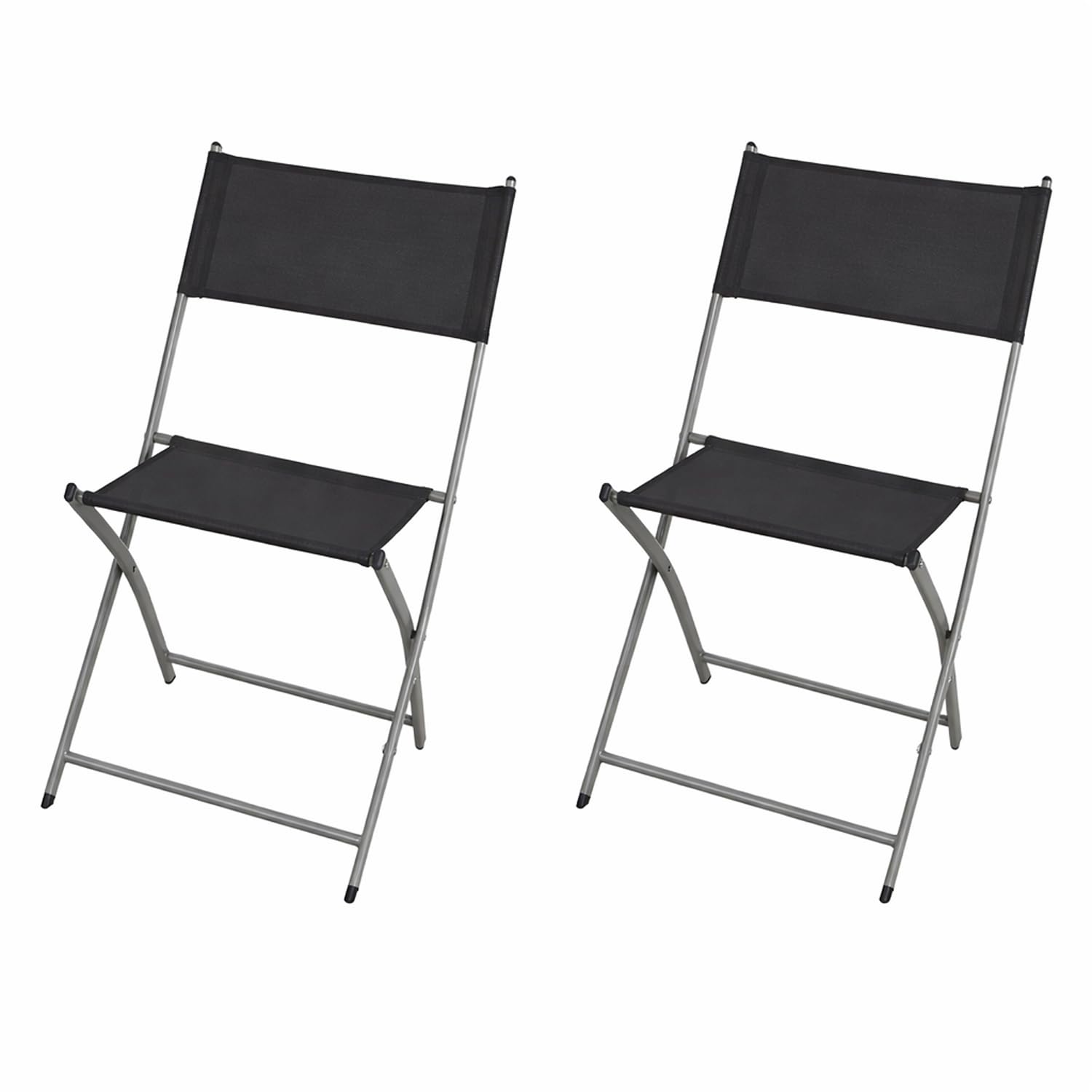Mojawo 2er Set Gartenstuhl Hochlehner klappbar Klappstuhl Outdoorstuhl Campingstuhl Stahl pulverbeschichtet wetterfest Anthrazit platzsparend