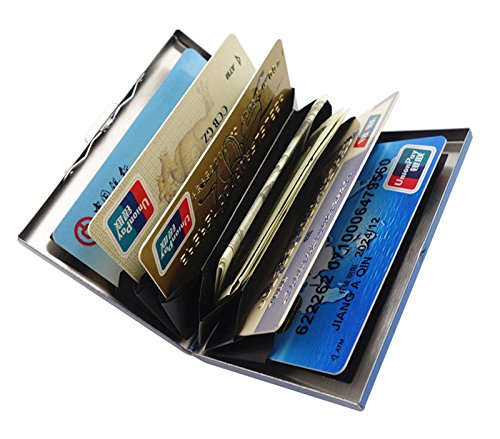 Credit Card ID Holder Slim Money Travel Wallet Men Stainless Steel RFID Blocking (Blue)3