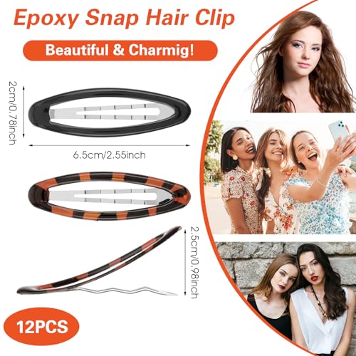 12 Pieces Oval Snap Hair Barrettes for Women - Image 3