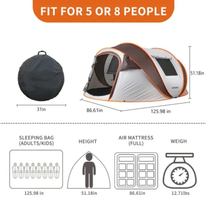 Carpa de Camping Instantánea para 2 Personas, Montaje Automático miniatura 3