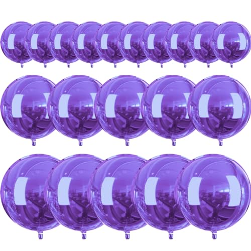 Image of PartyWoo Metallic Purple Large Giant Foil 4D Balloons 20pcs Different Sizes