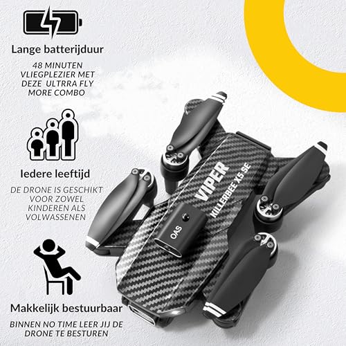 Killerbee X5 SE VIPER - Drone met dubbele camera - geschikt voor kinderen en volwassenen - Brushless motoren - Ultra Fly More Combo - 53 minuten vliegtijd - Inclusief tas en 4 accuâs !! - Afbeelding 5