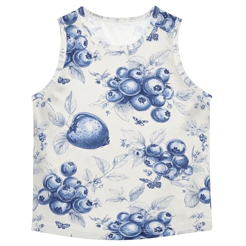 Art Blueberries Fruit Boys Tshirts Tank Tops Sleeveless Casual Vest Tees Athletic Workout Clothes for Running Golf 3T