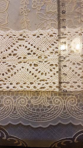 Yulakes Lot de 3 yards de ruban au crochet en dentelle de coton - Vintage - 8 cm - Accessoire de décoration de mariage, couture artisanale, scrapbooking - Boîte cadeau incluse