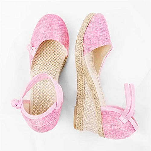 Sandálias femininas da Aniywn, fechadas, retrô, anabela, casuais, com fivela, sandálias femininas es