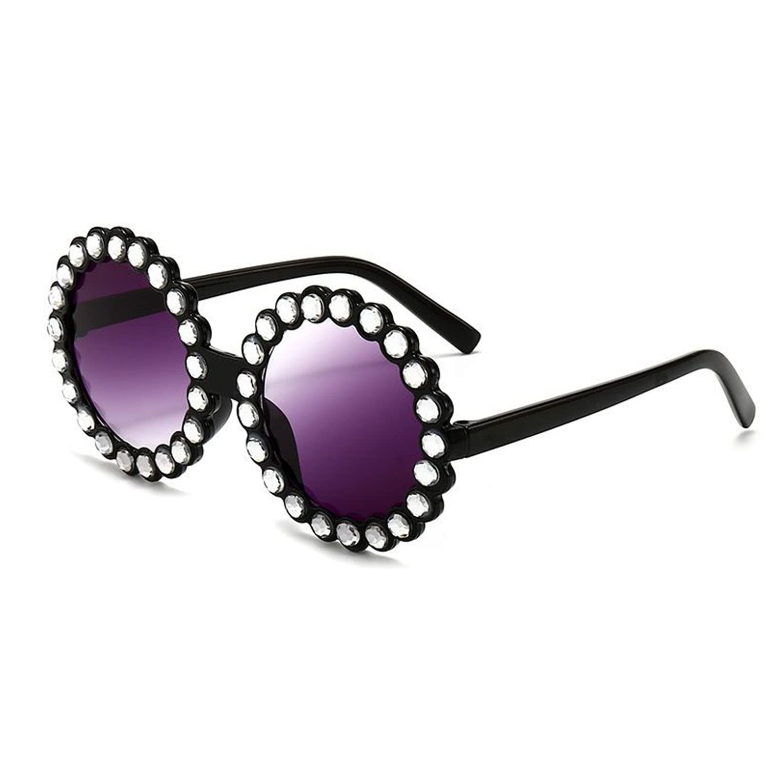 Creamily Baby Round Rhinestone Sunglasses Diamond Bling Bling Toddler Sunglasses Aviator Glasses for Girls Kids