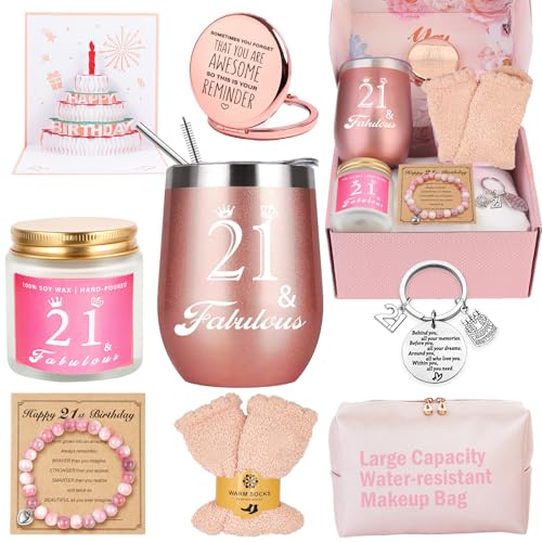 Awfrky 21st Birthday Gifts for Women Happy 21st Birthday Basket Gifts Box for Best Friends Female Daughter Sister Her Girlfriend Coworker Bestie Women Unique