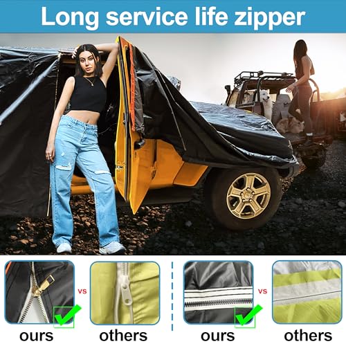Image of for Jeep Wrangler Cover 2 Door Waterproof, Pu2000mm, UPF50+, Windproof, Dustproof, and Outdoor-Ready - Fits 2007-2021 Unlimited Sport /Sahara /Rubicon JK JL(Black)