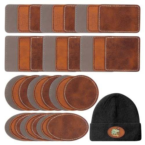 60 PCS Leather Patches for Hats, Leather Hat Patches, Blank