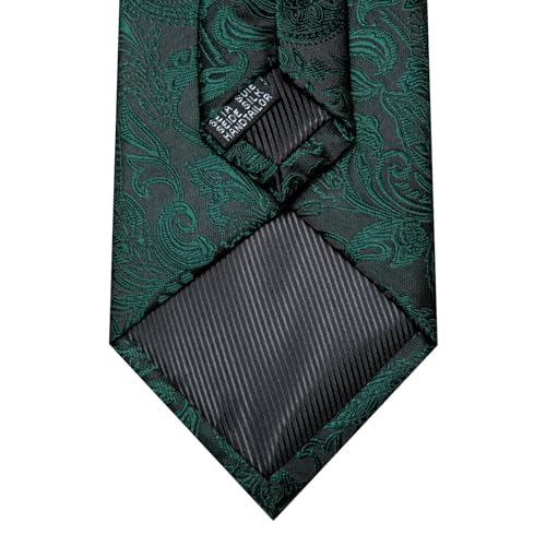 Image of Barry.Wang Men Ties Paisley Woven Silk Necktie Set with Pocket Suqare Cufflinks Formal