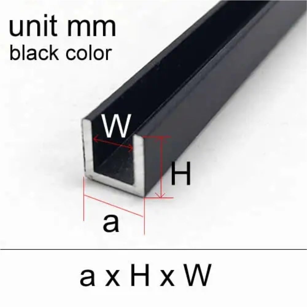 Profilé en aluminium standard, Bande de profilé en U aluminium noir argent 500 mm x 2 plusieurs tailles(Black,500 * 2 * 80 * 60 * 75M)