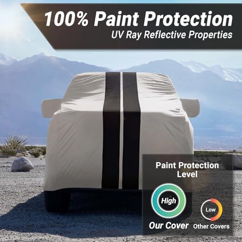 Image of iCarCover Premium Truck Cover for 1998-2000 Nissan Frontier Extended Cab, Short Bed Heavy Duty Waterproof All Weather Rain Snow UV Protector Full Exterior Indoor Protection (Stripe - Light Gray /Black)
