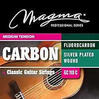 Magma Cordas de guitarra clássica - agudos de nylon fluorocarbono de tensão média e baixos de cobre banhados a prata (GC110C) - 1 conjunto