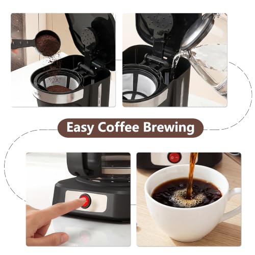 Image of 12-Cup Drip Coffee Maker,Auto Keep Warm,Reusable Filter,60Oz Size | Easy-view water tank, pause & pour,Heat-Resistant Coffee Pot, one-touch brewing for home, office, and family gatherings,black
