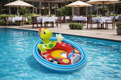 Image of Inflatable Kiddie Float | Water Baby Floater for Kids| Safe Anti-flip Diaper Style Swim Tube Rider| Swim Pool Tube for Toddlers|Multicolor Cute Swimming Pool Safety Seat (Turtle)