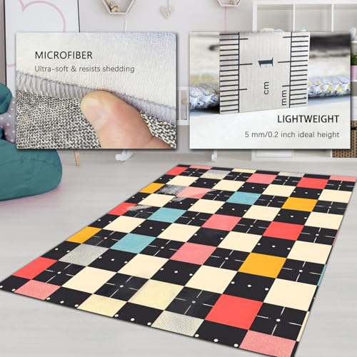 Tapis 80x150cm à carreaux lavable pour chambre de bébé - 6