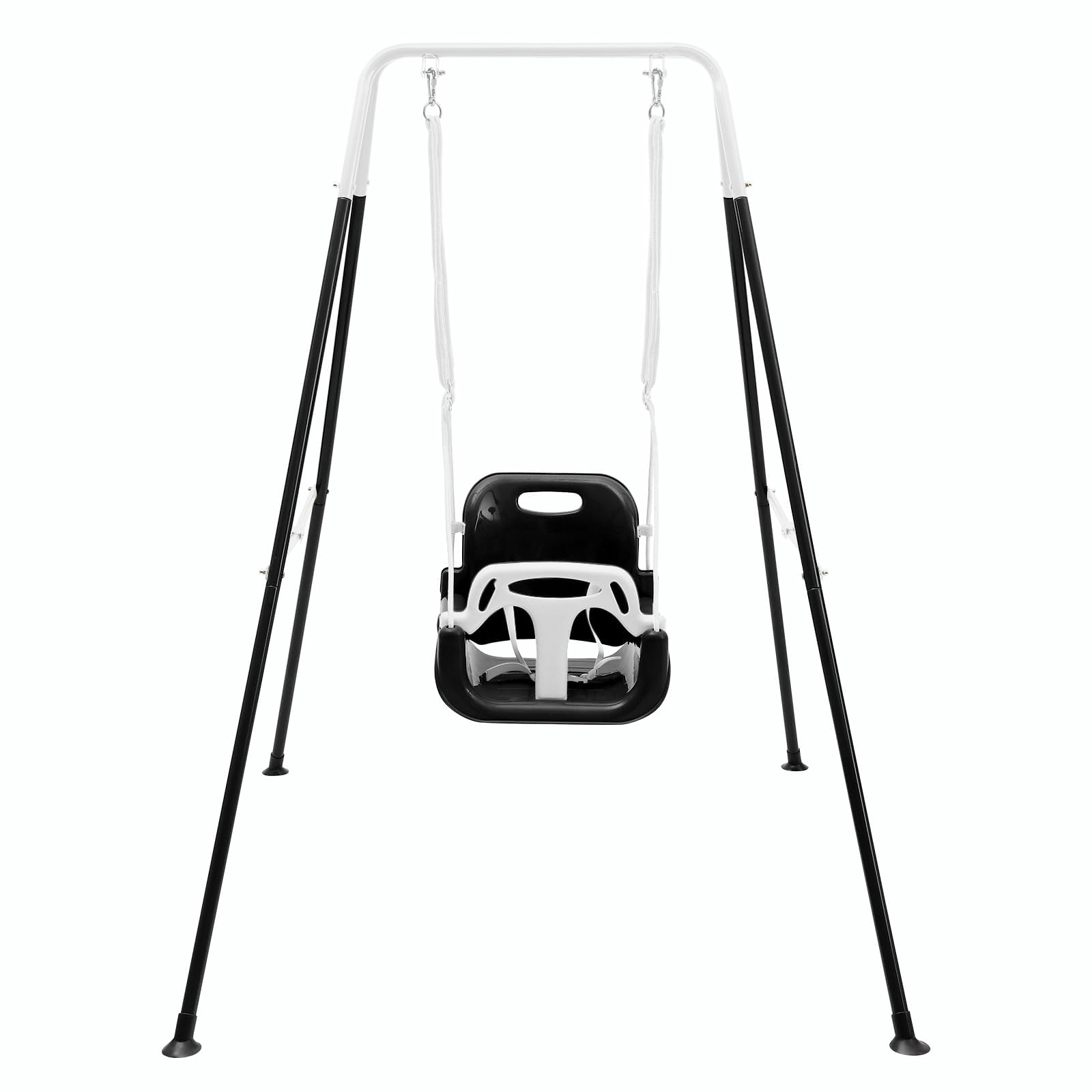 FUNLIO 3-in-1 Swing Set for Toddler with 4 Sandbags, Heavy-Duty Kid Swing Set with Safety Harness, for Backyard, Indoor/Outdoor Play, Foldable Stand & Clear Instruction, Easy to Assemble&Store - Black — image 1