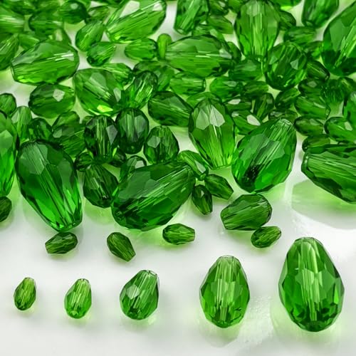 Xinhongo 340pcs Teardrop Crystal Glass Beads 3x5mm 4x6mm 6x8mm 8x12mm