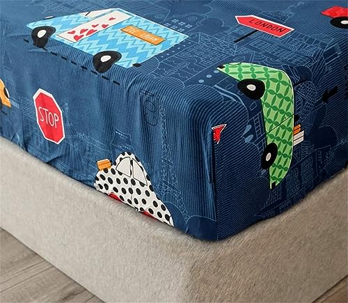 Chickwin Car Fitted Sheets Double -30cm Deep, Cute Cartoon Bed Sheets