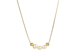 Dainty 18K Gold Plated Sterling Silver Choker with Real Pearl