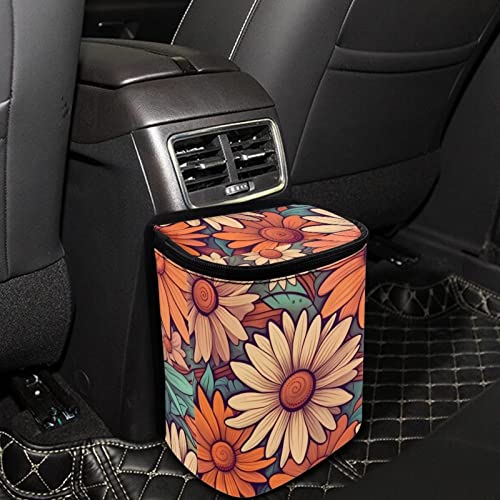 Image of DISNIMO Abstract Groovy Flower Car Trash Can Easy-to-Install Car Accessory Interior, Leak-Proof Car Garbage Can Bin Organizer Storage Bag for The Back Seat of Any Cars, Sedans, SUVs & Trucks
