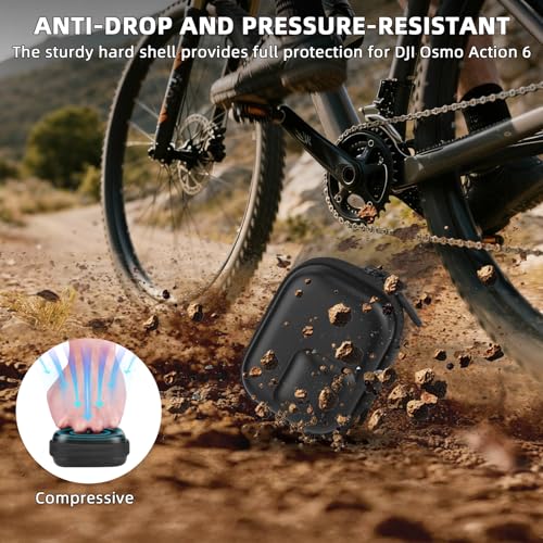 Image of Action 6 Carrying Case (for Cage) + Screen Protector for DJI Osmo Action 6, Small Bag PU Hard Travel Portable Tempered Glass Film Protective Lens Cover Accessories Kit