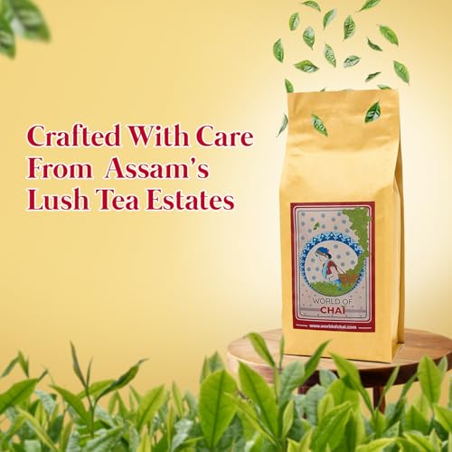 Image of World of Chai Strong Assam Tea 1kg - Rich, Bold Flavor | Rich in Antioxidants, Natural Loose Leaf, Chai Patti, Perfect for Morning Boost