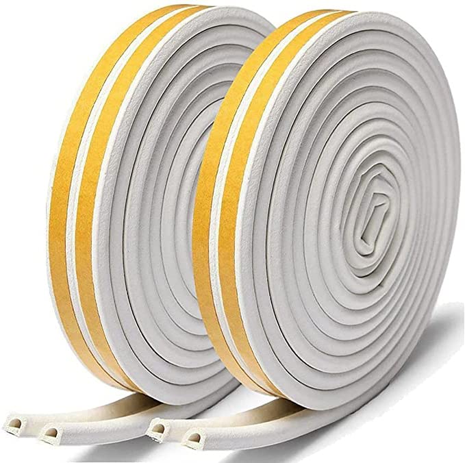 Dichtungsband Türdichtung Selbstklebend 9mm(B) x6mm(D)/20m(L) für Türen Fenster Schaumstoff klebeband Gummidichtung Gegen Kalte Zugluft/Anti-Kollision/Schalldichter/Wasserdichter/Staubdicht Weiß